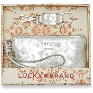 Zipper Closure Leather Wristlet in Zinc - Chic Accessory for Any Occasion